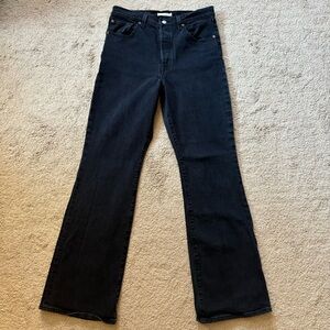 Levis Ribcage Bootcut high waisted black jeans long